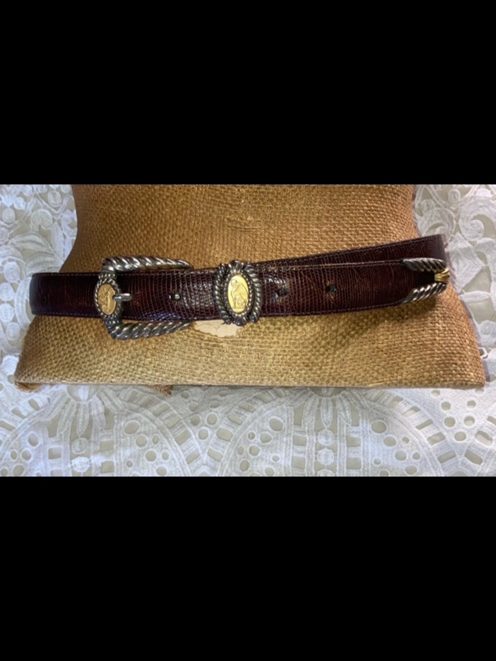Vintage Leather Belt Brighton Museum Collection Sphinx & Pegasus Details Size M